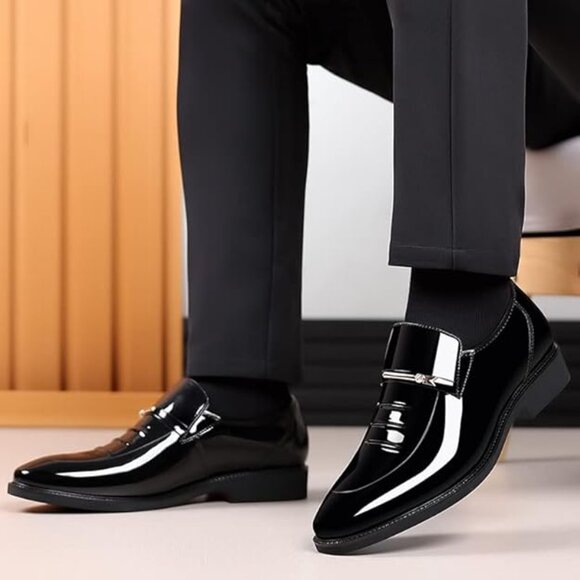 Men\'s Tuxedo Dress Shoes Formal Classic Faux Patent Leather Oxfords main image 4